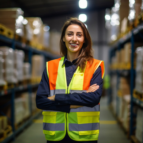 Warehouse supervisor at work with blurred background Warehouse supervisor at work with blurred background