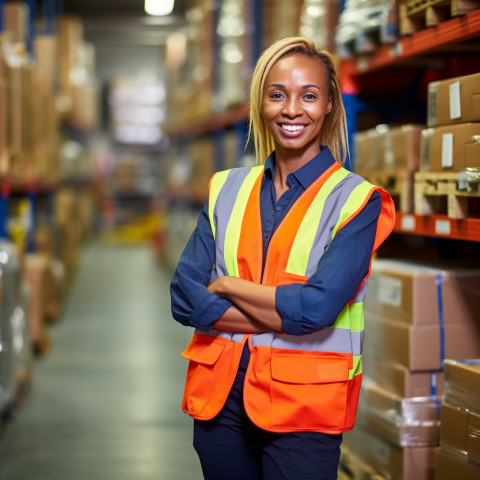 Warehouse supervisor at work with blurred background Warehouse supervisor at work with blurred background