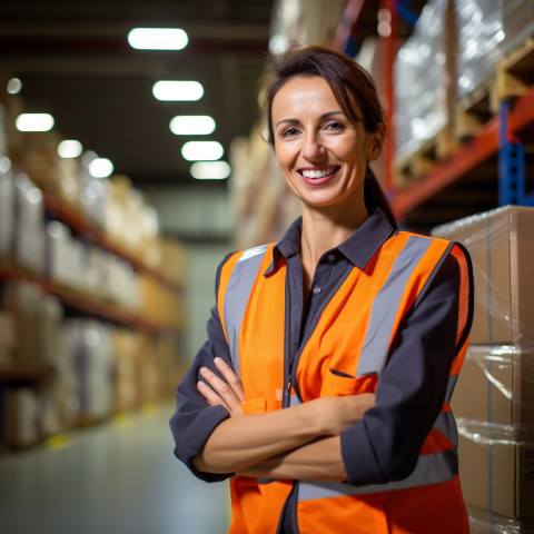 Warehouse supervisor at work with blurred background Warehouse supervisor at work with blurred background