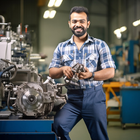 Indian male engineer working in office on blured background Indian male engineer working in office on blured background