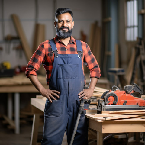 Indian carpenter working confidently on background blurred Indian carpenter working confidently on background blurred