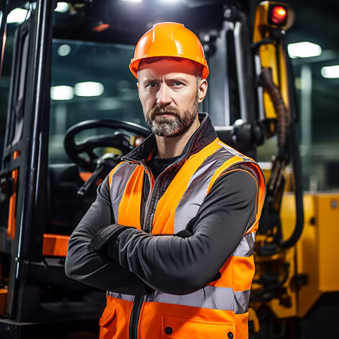 Machine operator works confidently while the background is blurred Machine operator works confidently while the background is blurred