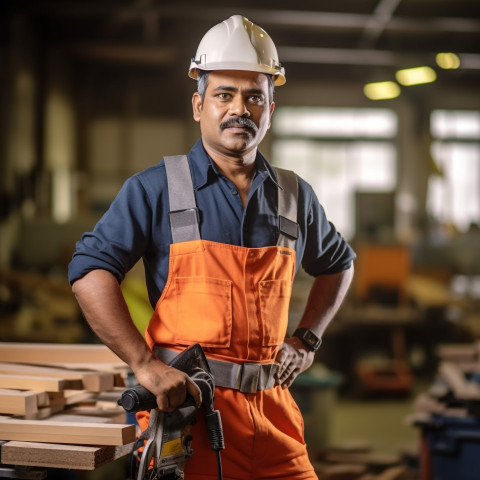 Indian carpenter working confidently on background blurred Indian carpenter working confidently on background blurred