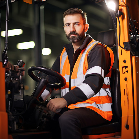 Machine operator works confidently while the background is blurred Machine operator works confidently while the background is blurred