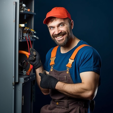 Plumber working on blurred background Plumber working on blurred background