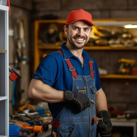 Plumber working on blurred background Plumber working on blurred background