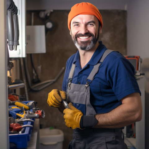 Plumber working on blurred background Plumber working on blurred background
