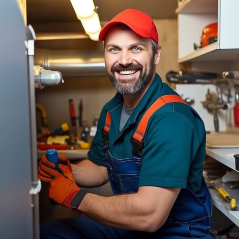 Plumber working on blurred background Plumber working on blurred background