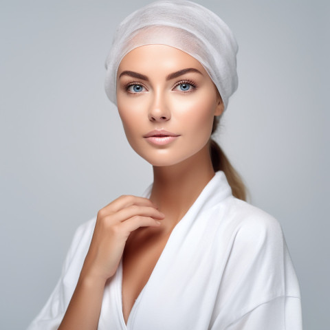 Confident beautiful woman beauty and personal care esthetician at work on white background