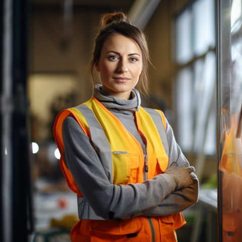 Woman glazier working on blurred background Woman glazier working on blurred background