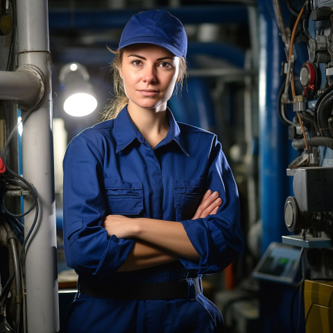 Woman plumber working on blurred background Woman plumber working on blurred background