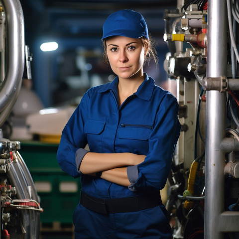Woman plumber working on blurred background Woman plumber working on blurred background