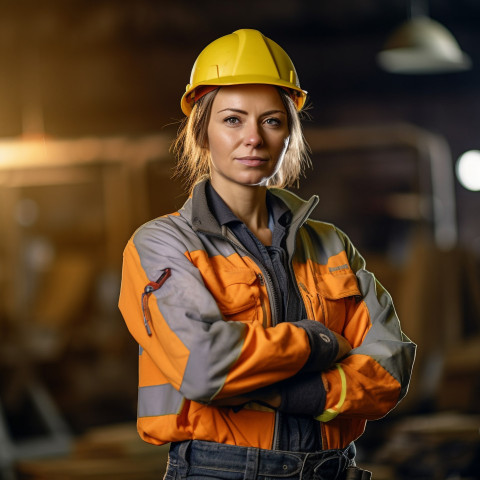 Female construction worker working confidently Female construction worker working confidently