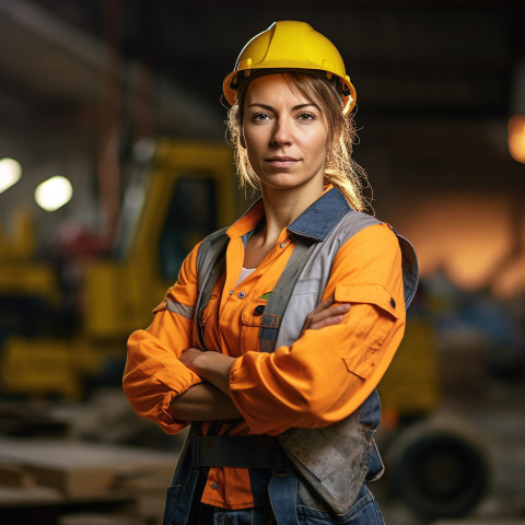 Female construction worker working confidently Female construction worker working confidently