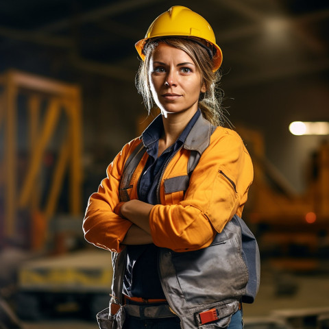 Female construction worker working confidently Female construction worker working confidently