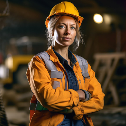Female construction worker working confidently Female construction worker working confidently