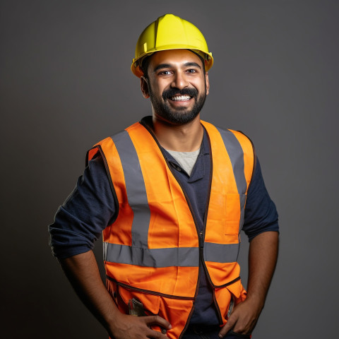 Smiling Indian construction worker at work Smiling Indian construction worker at work