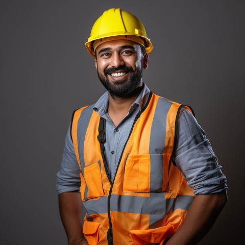 Smiling Indian construction worker at work Smiling Indian construction worker at work