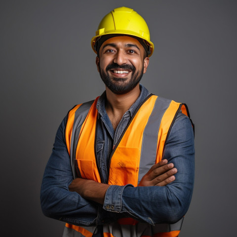 Smiling Indian construction worker at work Smiling Indian construction worker at work