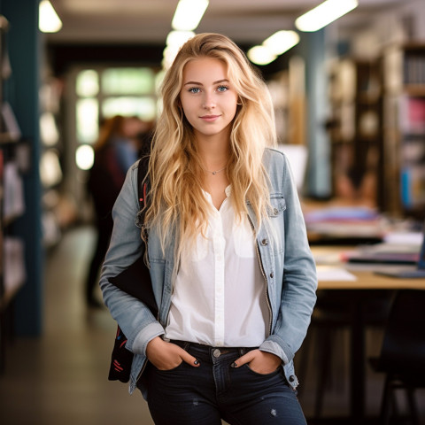 College student working on blurred background College student working on blurred background