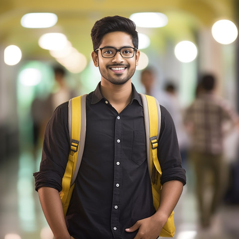 Indian male college student studying on blurred background Indian male college student studying on blurred background