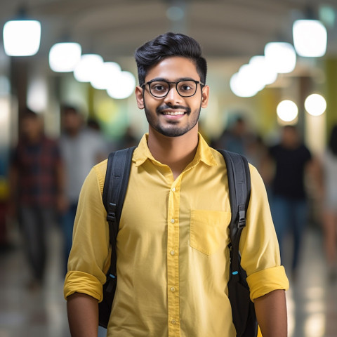 Indian male college student studying on blurred background Indian male college student studying on blurred background