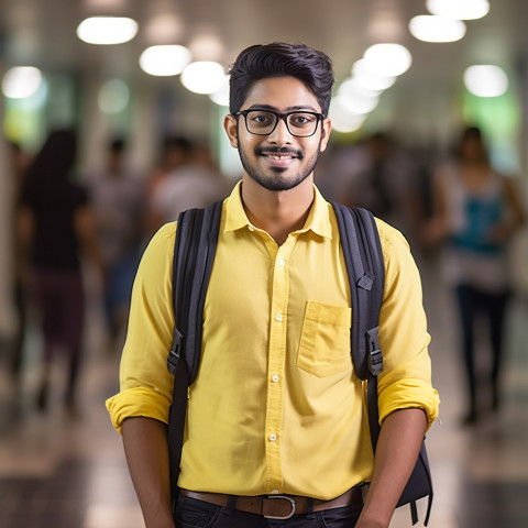 Indian male college student studying on blurred background Indian male college student studying on blurred background