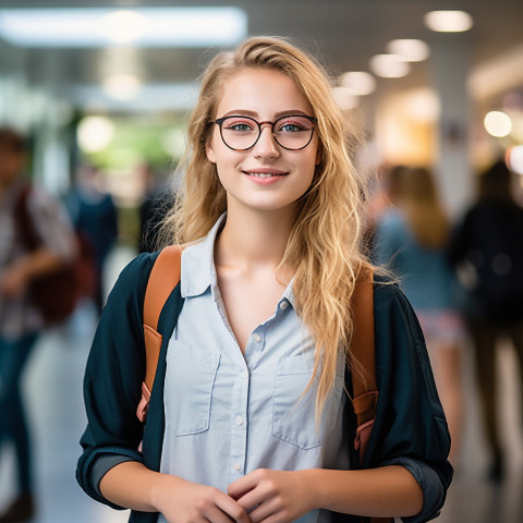 Female student working on a blurred background Female student working on a blurred background