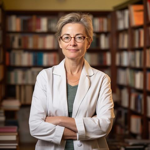 Female professor working on blurred background Female professor working on blurred background