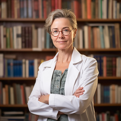 Female professor working on blurred background Female professor working on blurred background