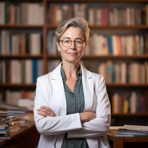 Female professor working on blurred background Female professor working on blurred background