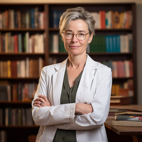 Female professor working on blurred background Female professor working on blurred background