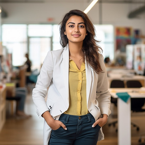 International student working confidently blurred background International student working confidently blurred background