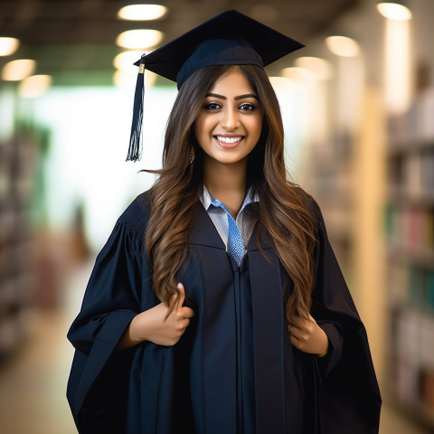 Indian female student smiling at work Indian female student smiling at work