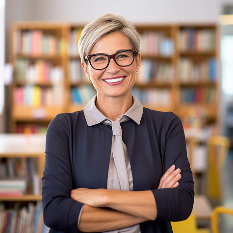 Kindergarten teacher smiling at work Kindergarten teacher smiling at work