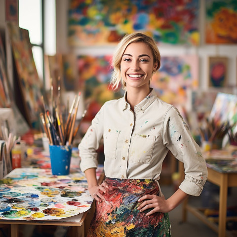 Art teacher smiling at work Art teacher smiling at work