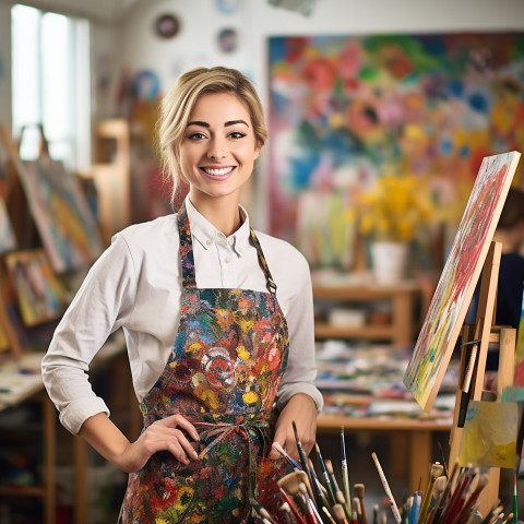 Art teacher smiling at work Art teacher smiling at work