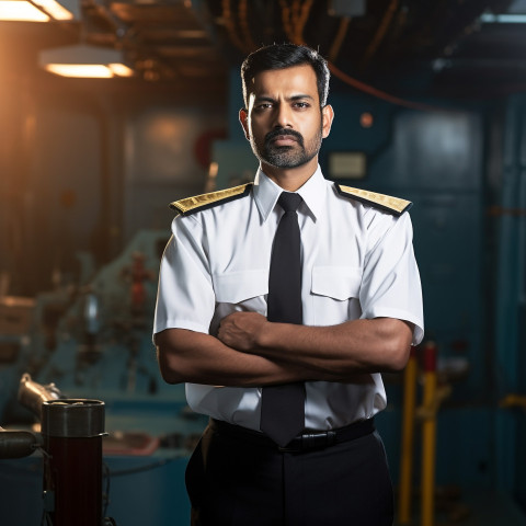 Dedicated Indian ship captain steering vessel on a blurred background Dedicated Indian ship captain steering vessel on a blurred background