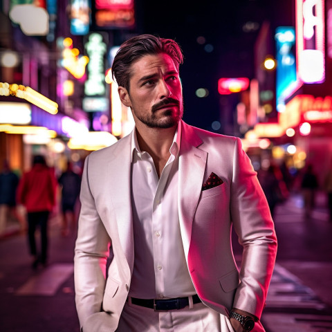 Stylish man enjoying the nightlife of a big city Stylish man enjoying the nightlife of a big city
