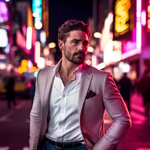 Stylish man enjoying the nightlife of a big city Stylish man enjoying the nightlife of a big city