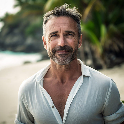 Beach vacation for stylish man Beach vacation for stylish man