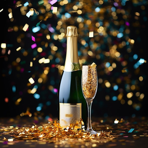 Champagne with confetti party background Champagne with confetti party background