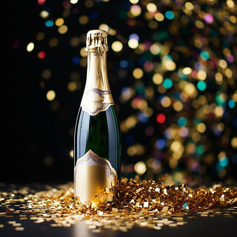 Champagne with confetti party background Champagne with confetti party background