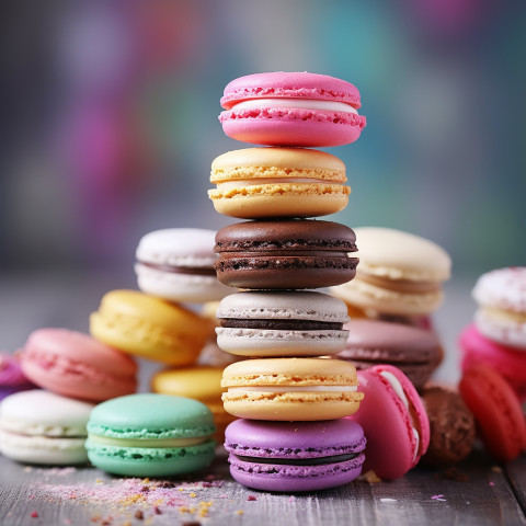 Colorful macarons displayed Colorful macarons displayed