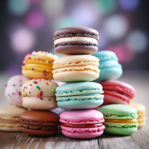 Colorful macarons displayed Colorful macarons displayed