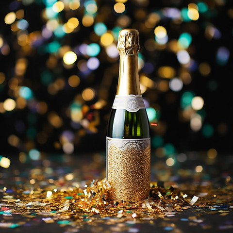 Champagne with confetti party background Champagne with confetti party background