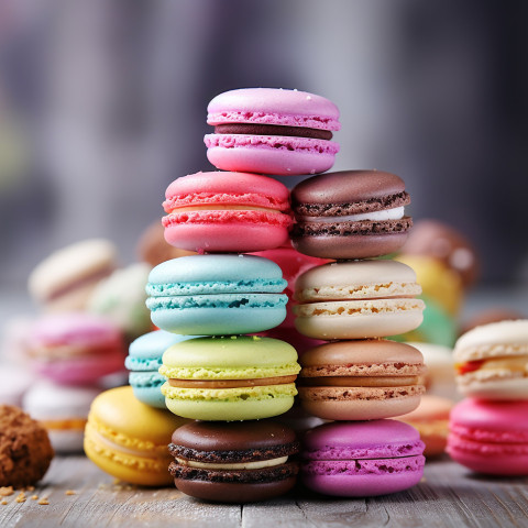 Colorful macarons displayed Colorful macarons displayed