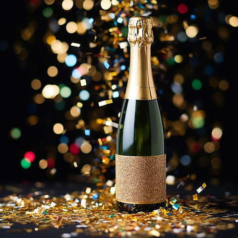 Champagne with confetti party background Champagne with confetti party background