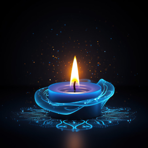 Diwali festivities with blue glow candle Diwali festivities with blue glow candle