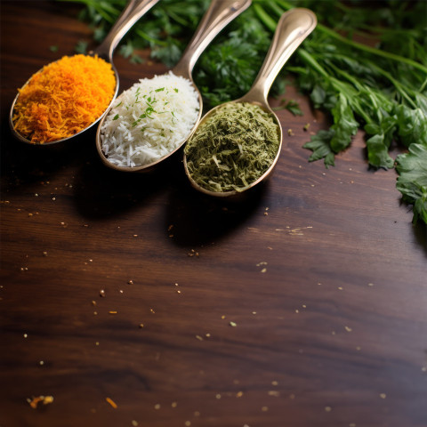 Spoon filled with orange white and green rice varieties creating a colorful blend in a delightful display Spoon filled with orange white and green rice varieties creating a colorful blend in a delightful display